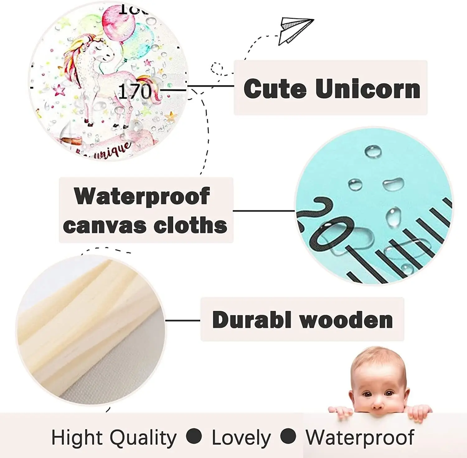 Kids Growth Chart Child Height Measurement Wall Hanging Rulers Room Decoration