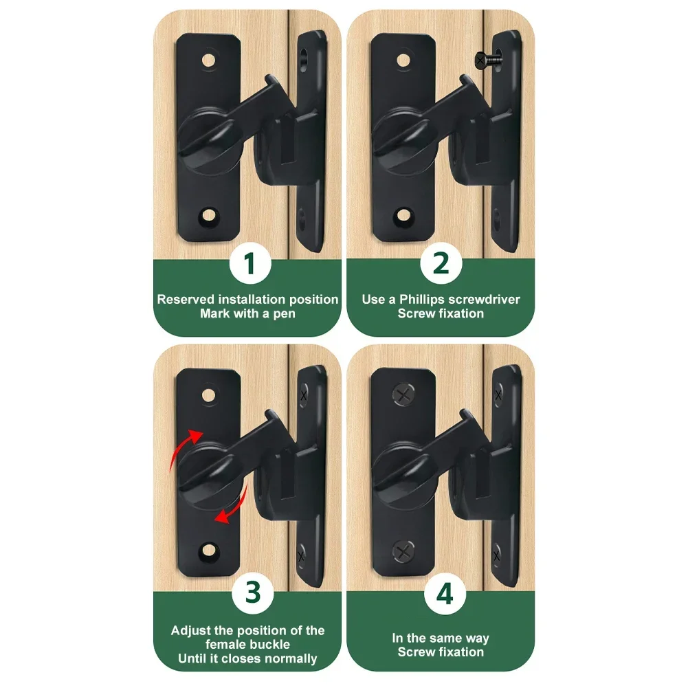 Door Lock Door Latch Bolts Home Security Heavy-duty Zinc Alloy 90 180 Degree Sliding Anti-theft