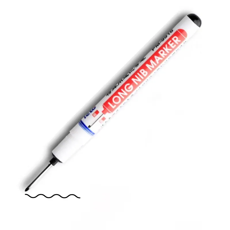 Multi-Purpose Deep Hole Marker Pens with Extended Tip for Bathroom and Woodworking - Available in Red, Black, Blue, and White Ink