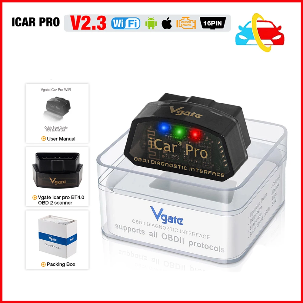 Vgate iCar Pro Wi Fi OBD2 OBDII 스캐너, iCarpro 무선 4.0 Pk ELM327 자동 진단 도구 ...
