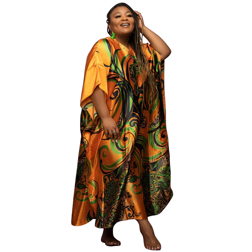 african robe African Dress For Women Muslim Abaya Summer V-Neck Loose Fashion Print Robe Casual Maxi Gown Female Vestidos Africa Clothing african suit Africa Clothing