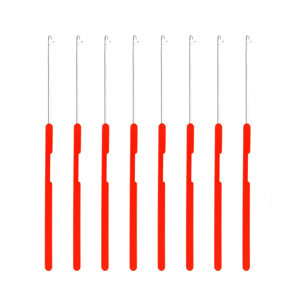 Micro Plastic Latch Crochet Hook Needle Red Color Handle For Braiding Hair Extension Weaving Dreadlocks Making Wig Sewing Tools crochet hooks hair extensions tool