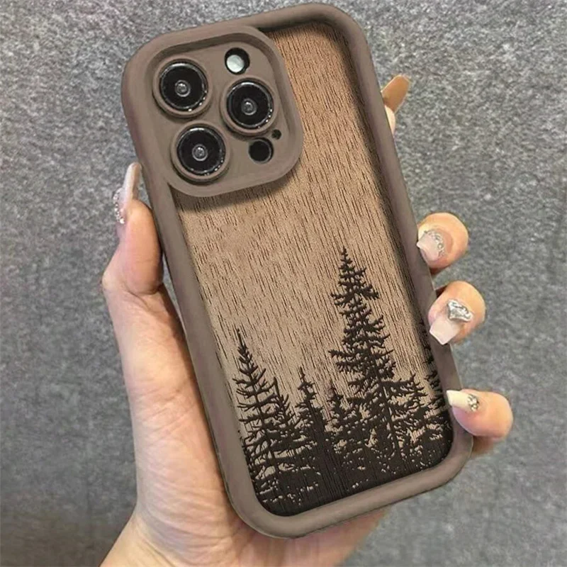 Retro Forest Wood Pattern Soft Phone Case Cover