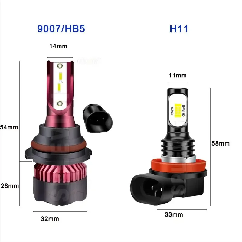 Car Led Headlights High Low Beam 9007/HB5+ Foglight H11 Combo Pure White 27000LM For Nissan Juke 2011 2012 2013 2014