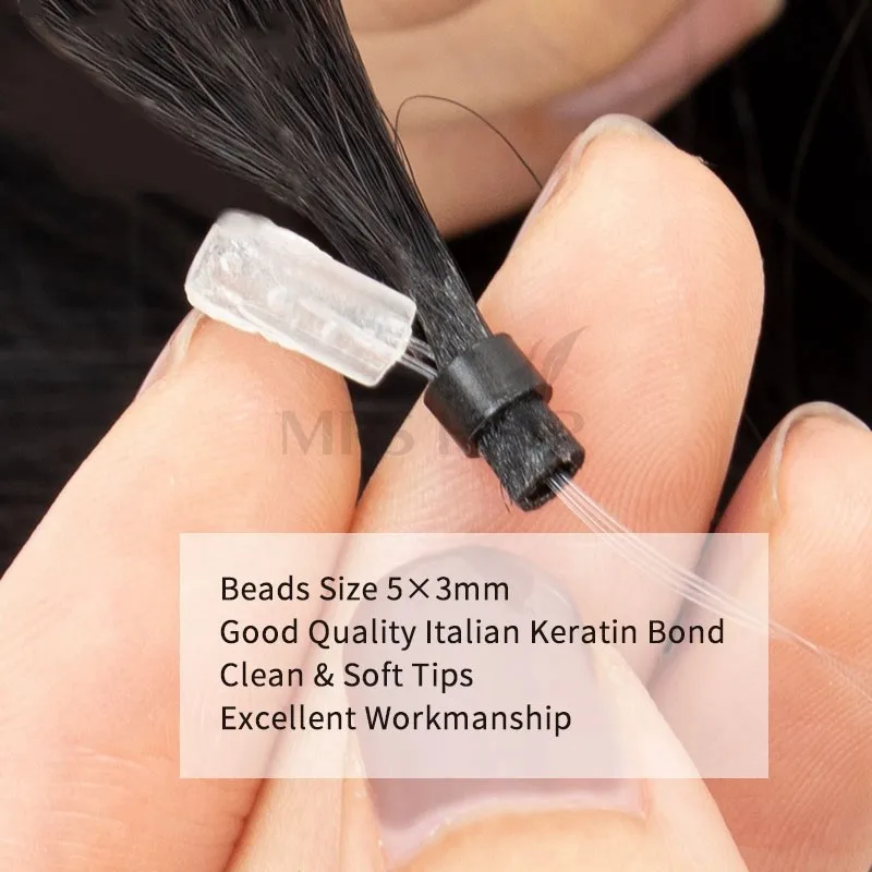 MRS HAIR Kinky Straight Micro Loop Human Hair Extensions Microring Hair extensions Soft Keratin Bonds Remy #1B 50strands/pack human hair extensions