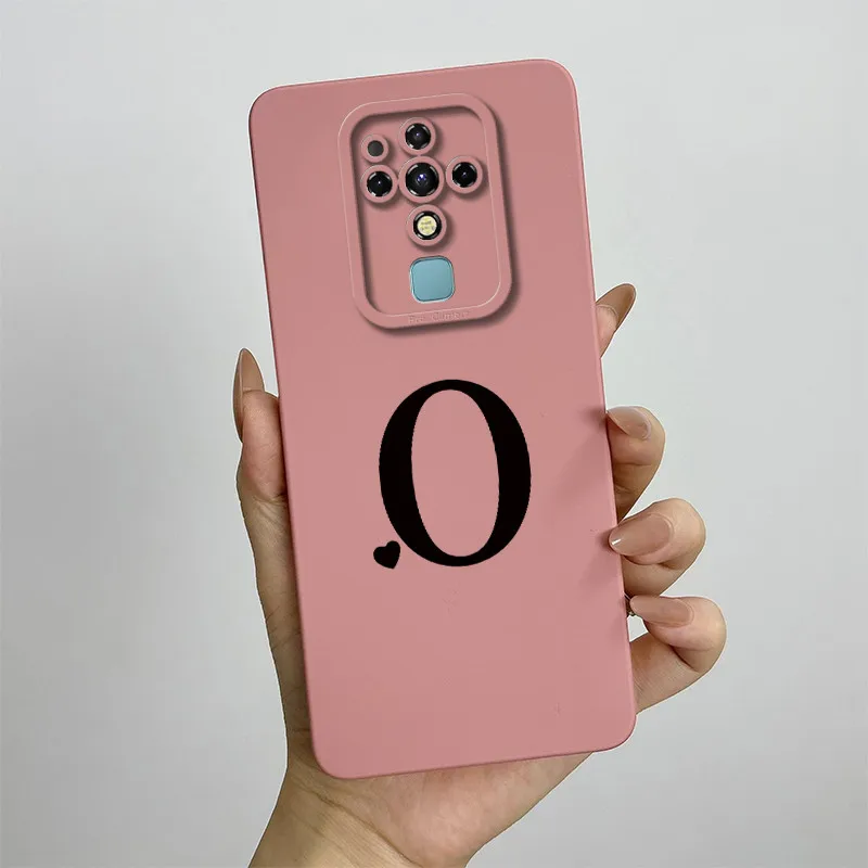 Stylish ShockProof Silicone Back Cover with Cute Letter Design for Tecno Camon 16 Series