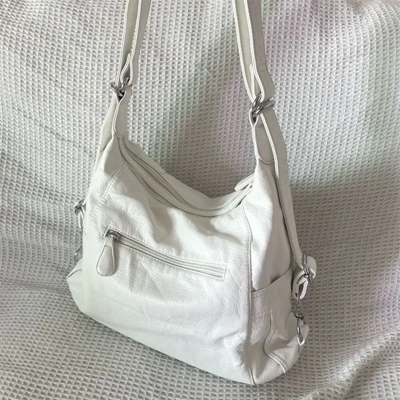 Shoulder Bag Ladies Handbag Crossbody Bag Xiuya Y2k Large Capacity Shoulder Bag White Pu Leather Cross Handbag American Style Punk Goth Fashion Simple Designer Handbag