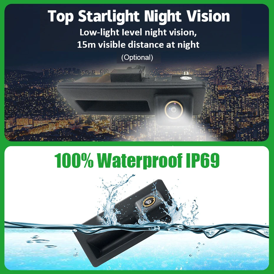180&deg; AHD 1080P Car Trunk Handle Rear View Camera for Audi A3 A4 A5 S5 Q3 Q5 for VW Golf Passat Tiguan Jetta Sharan Touareg B6 B7