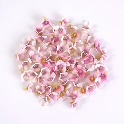 100Pcs Mini Silk Daisy Flower Heads for Crafts and Decorations (Pink white)