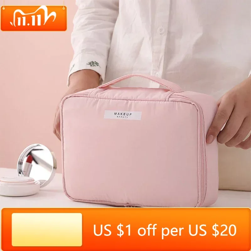 

Makeup Bag For Women Toiletries Organizer Waterproof Travel Make Up Storage Pouch Female Large Capacity Portable Cosmetic Case