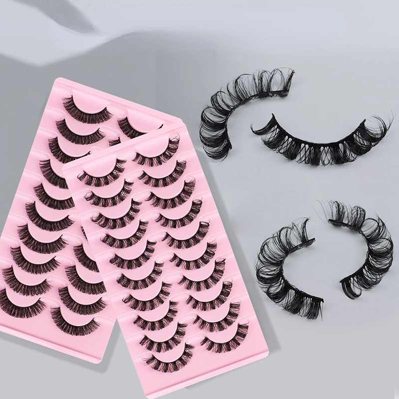 

10 Pairs Russian Strip Lashes Fluffy Volume False Eyelashes DD Curl Dramatic Messy Faux Mink Fake Lashes Make up