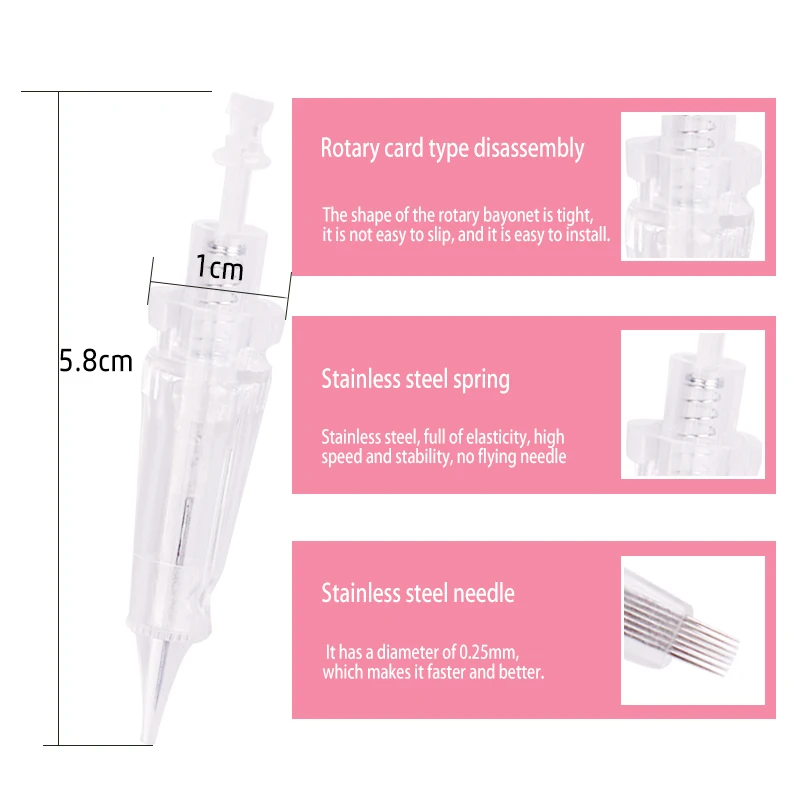 Tattoo Cartridge Needles Disposable Bayonet Micropigmentation Permanent Makeup Tattoo Eyebrow Lips Pen Needles