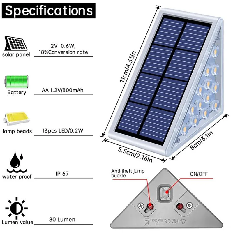 Solar Light Outdoor Driehoek Waterdichte Stap Lamp Solar Led Outdoor Verlichting Decoratie Voor Tuin Yard Solar Lamp