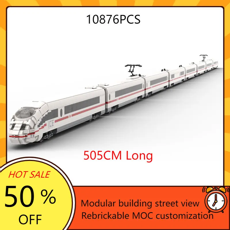 10876PCS 새로운 MOC 얼음 3 / Br 406 자동차 여객 열차 세트 MOC-38302 독일 기차 도시 모델 빌딩 블록 장난감 선물 아이