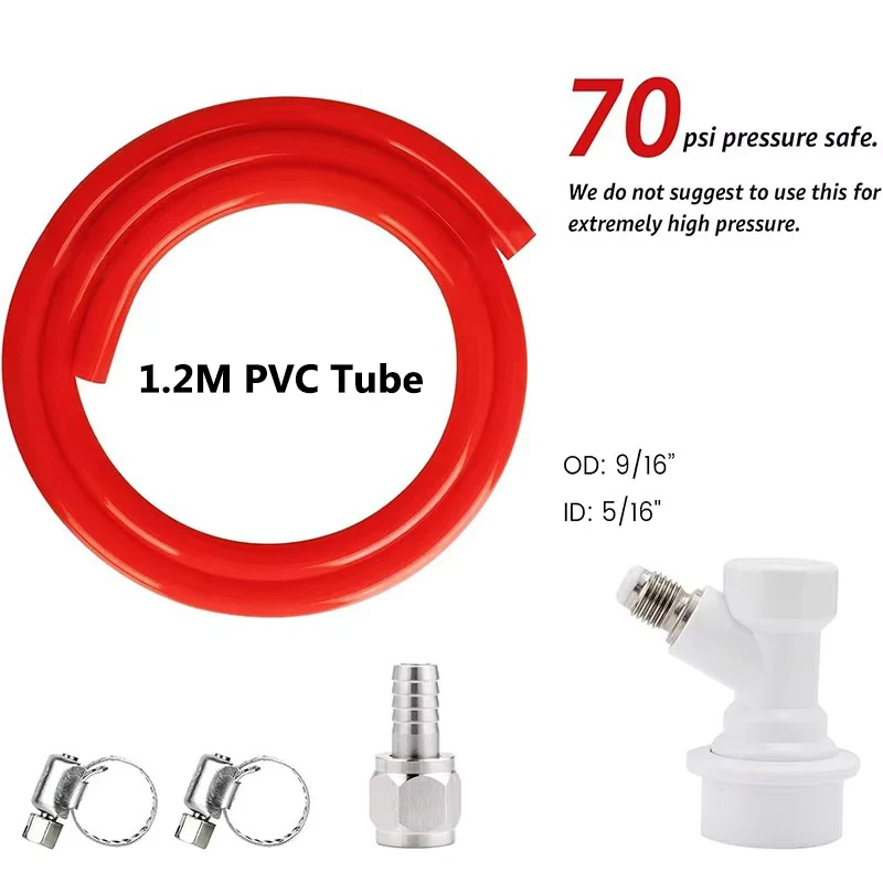 1.2M Ball Lock Gas Line Assembly Gas Dispensing Hose Tube Soda Water Carbonated Beer Dispenser Tube Homebrew ball lock keg adapter beer hose connector
