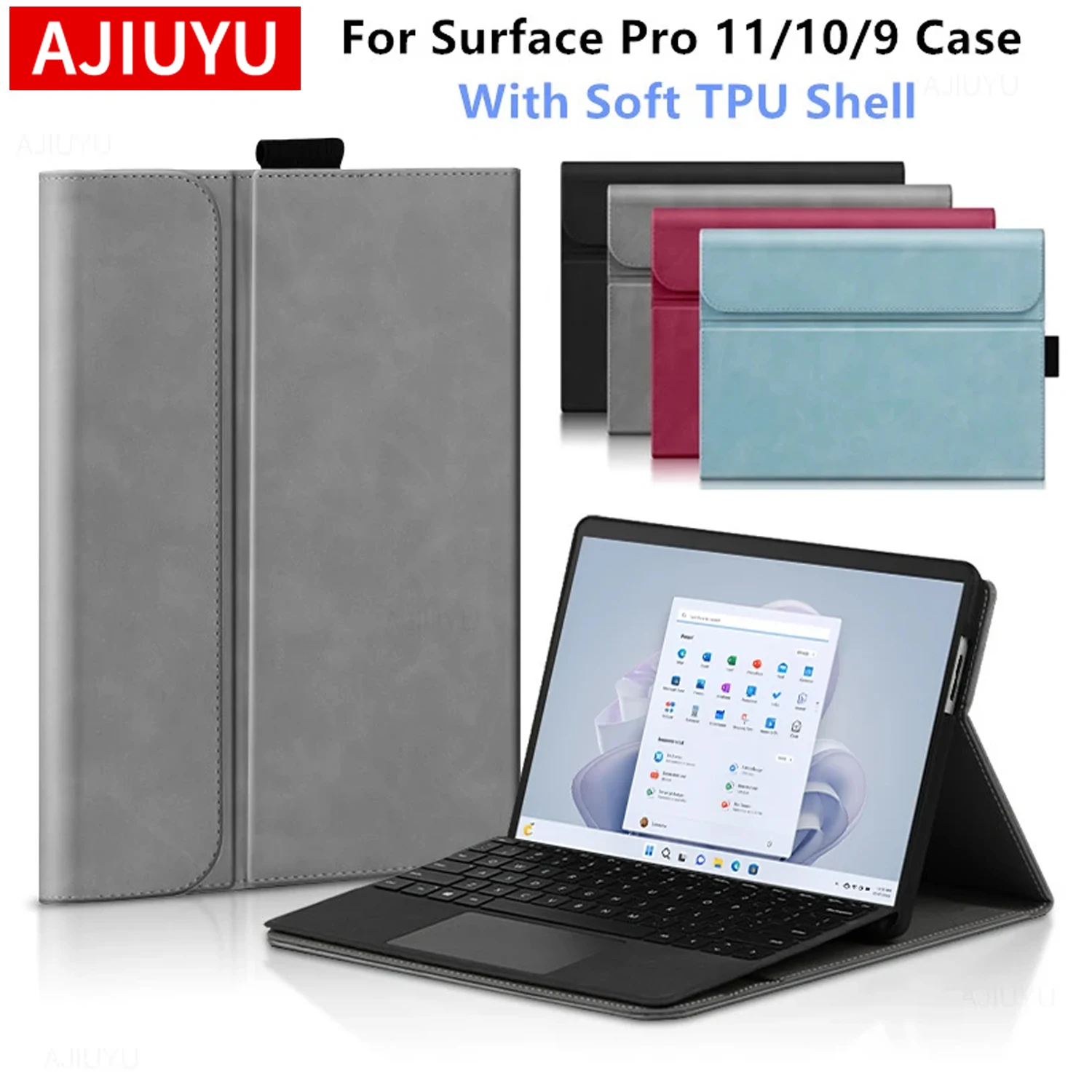 Premium PU Leather Flip Stand Tablet Sleeve Case, 13