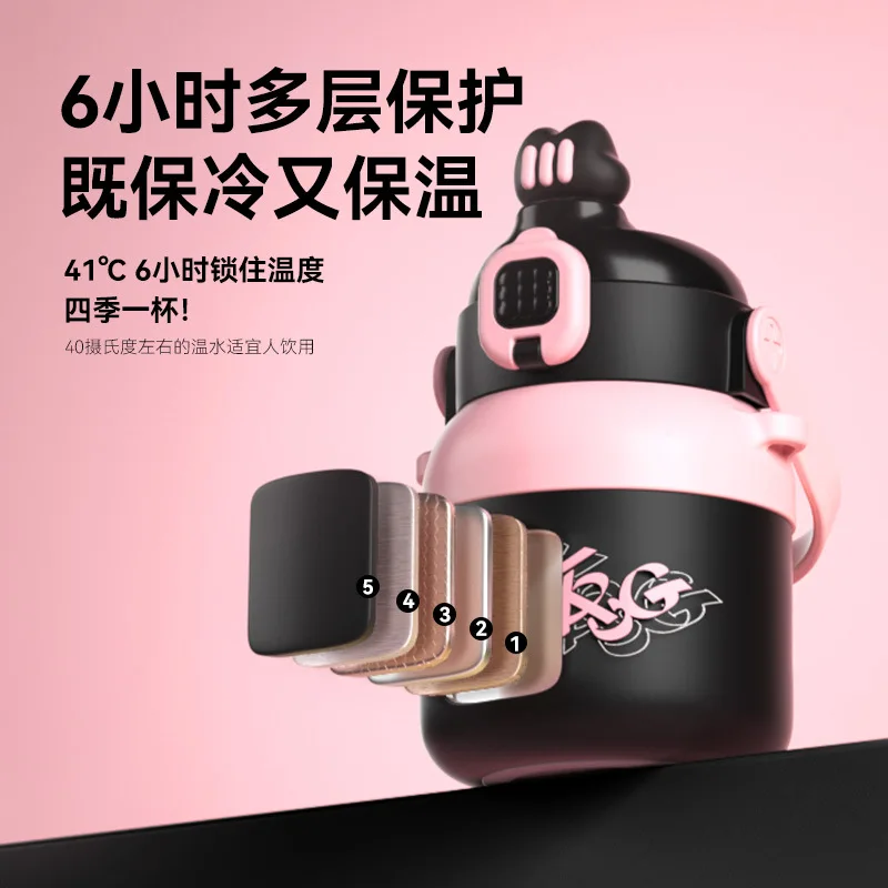 네이처하이크 & Blackdog 보온 컵, 빨대 컵, 스테인리스 스틸, 대용량, 휴대용 귀여운 물컵, 스포츠 병