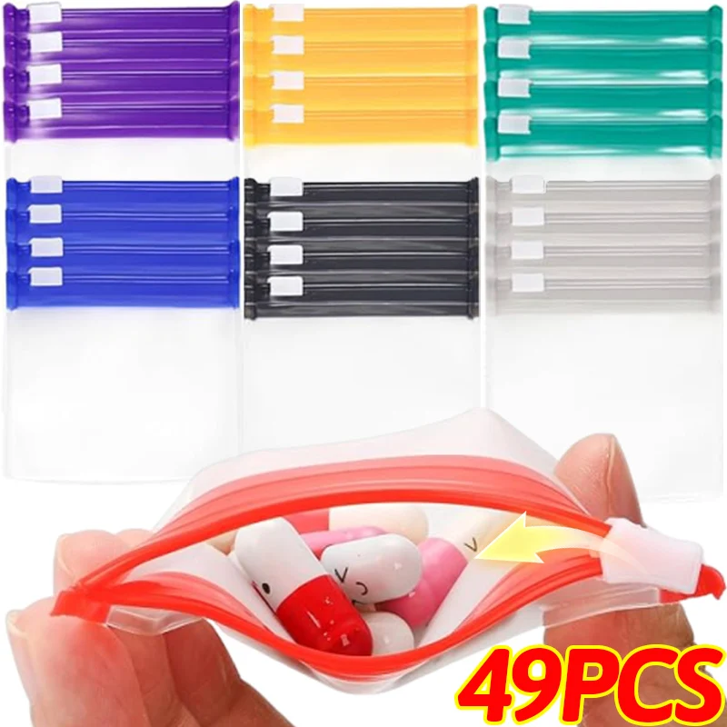 Compact Self-Sealing Zip Pouches - Colorful and Reusable Waterproof Storage Bags