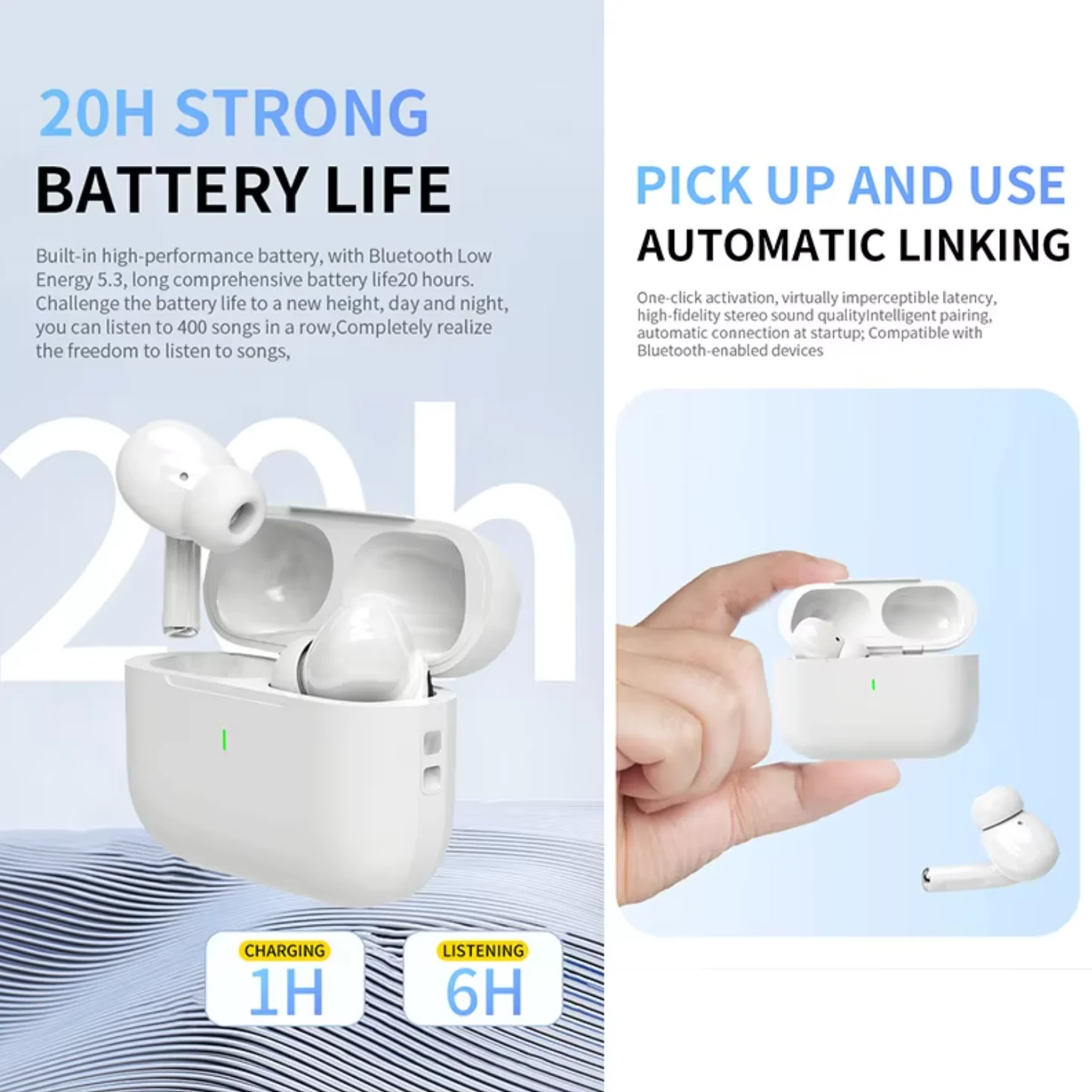 UEESFIT TWS Pro 5 Wireless Bluetooth Earphones Headphones ANC Noise Reduction Earbuds HiFi Sound Low Latency for IPhone Android 4