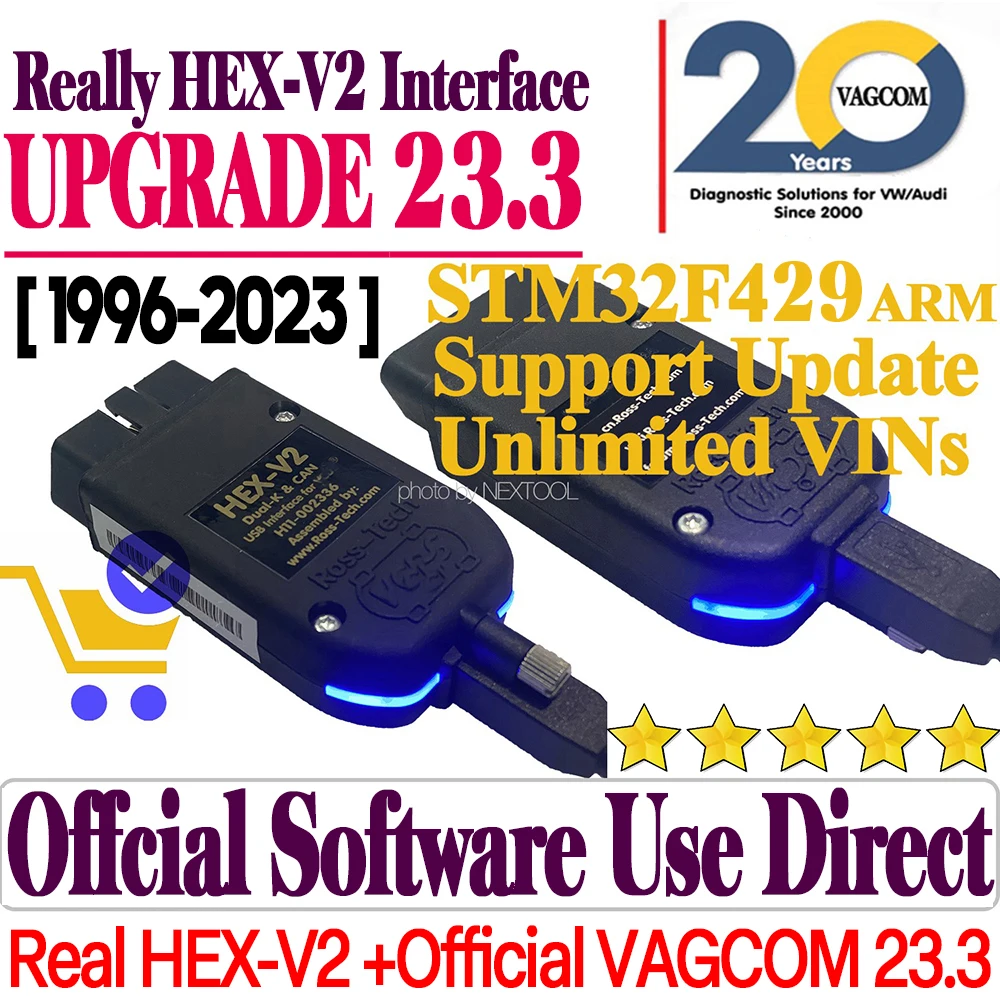 Il Più Nuovo Vero V2 Vcds Interfaccia Hex V2 Vag Com Update 23.3 Per Vw Per Audi Skoda Seat Multi-Language Car Autocom Diagnostics Tool