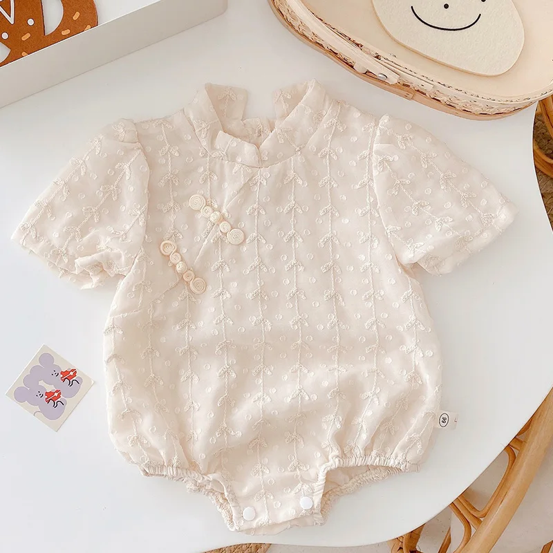 

2024 New Summer 0-24M Children Clothes Toddler Baby Girls Jumpsuit Short Sleeved Cotton Embroidery Newborn Baby Girl Romper