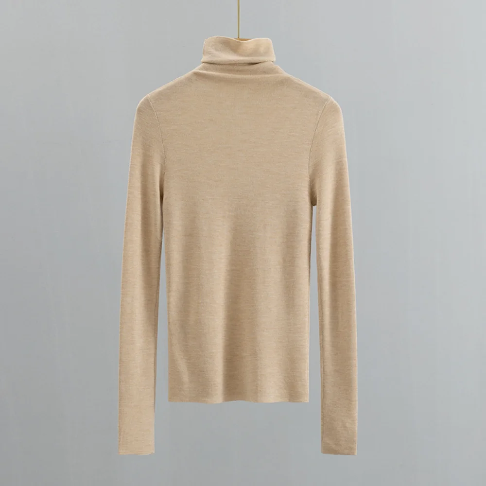 

High-neck Pullover Thin Knitted Sweater Women's Autumn and Winter New Solid Color Wool Bottoming Shirt