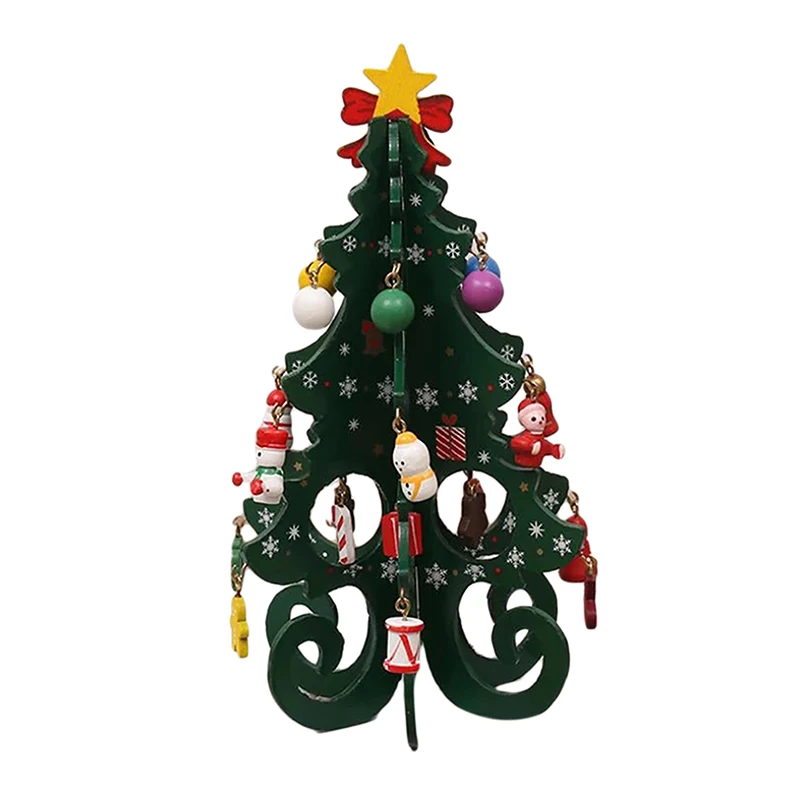 thumbnail image 1 of Árbol de Navidad para niños, hecho a mano, bricolaje, estéreo, madera, diseño de escena de árbol de Navidad, adornos navideños, caliente, 1 of 5