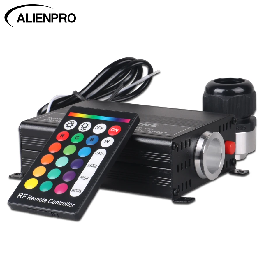 ALIEN RGB 16W LED Optic Fiber Light Engine Twinkle Lights Generator Optic Fiber Driver With 24 Key RF Remote Controller Lighting