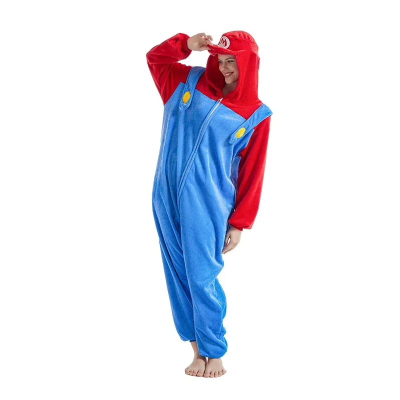 Anime Game Luigi Super Mario Cosplay Costume Kigurumi Adult Unisex Pajamas Flannel Jumpsuit Sleepwear Onesies cosplay costumes kigurumi pajamas