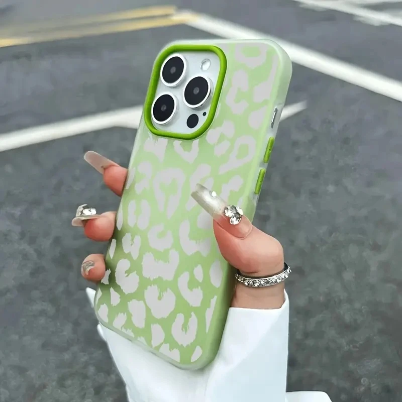 Gray Leopard Print Jelly Color Shockproof Transparent Phone Case