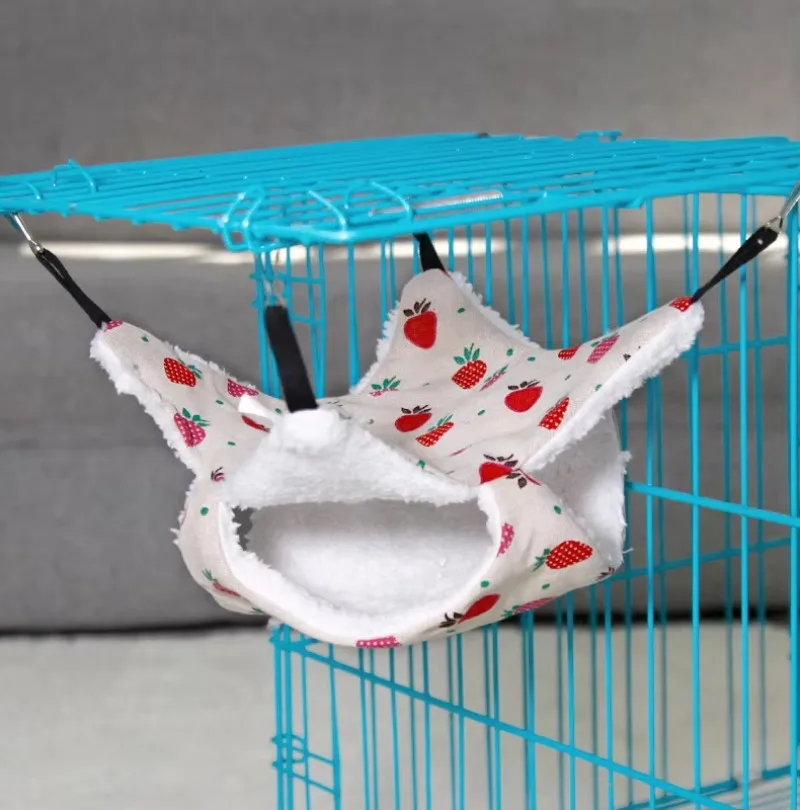 Pet Hammock Warm Plush Small Animal Double-layer Thicken Sleeping Bag Nest For Rats Squirrels Hanging Cage House