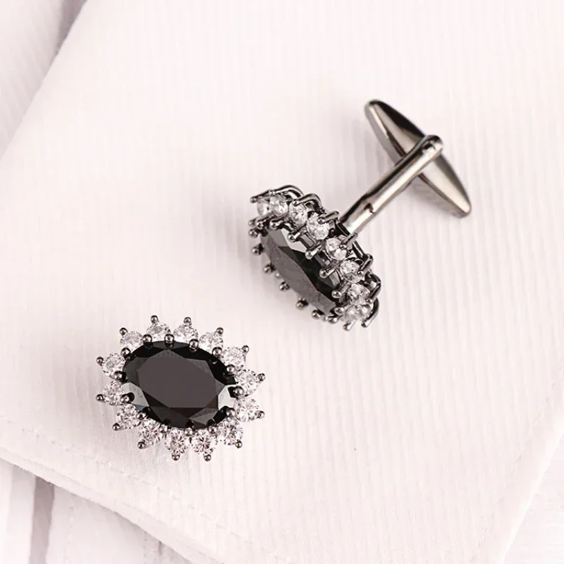 Men's Luxury Rhinestone Crystal Cufflinks French Shirt Cuff Links Men Business Banquet Cocktail Party Wedding Anniversary Gifts mens cufflinks