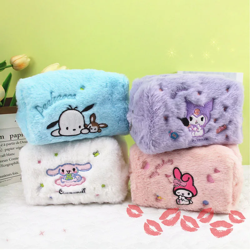 

Kawaii Sanrio Cinnamoroll Pencil Case Kuromi Cartoon Anime Cute High-Capacity Plush Stationery Bag Girls Storage Bag Kids Toys