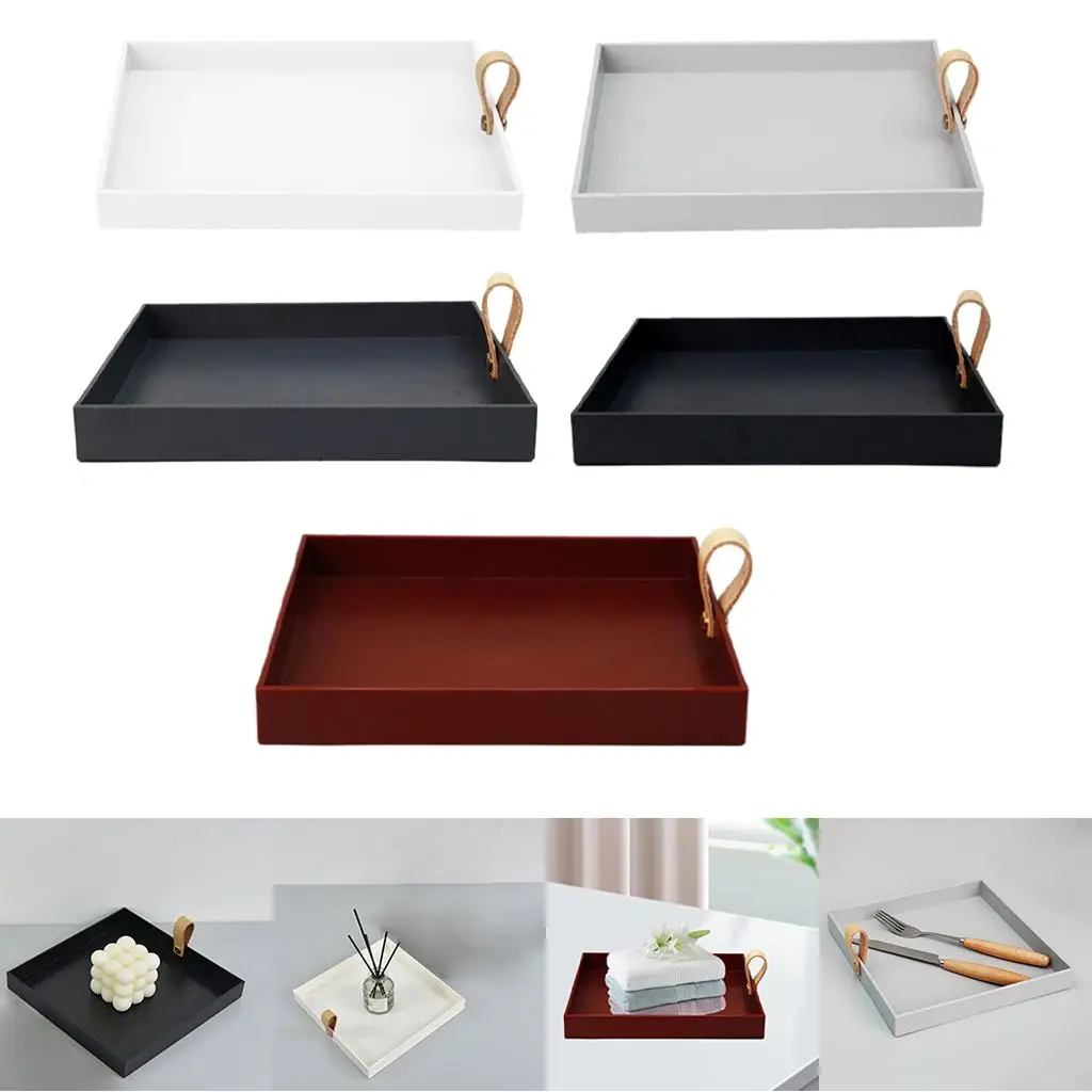 Serving Tray 8x8inch Glossy Portable Organizer for Drinks and Food Patio Bed