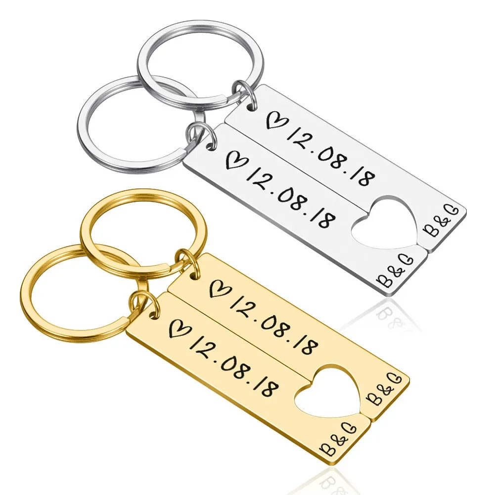 Engrave Personalized Heart Anniversary Keychain Customize Your