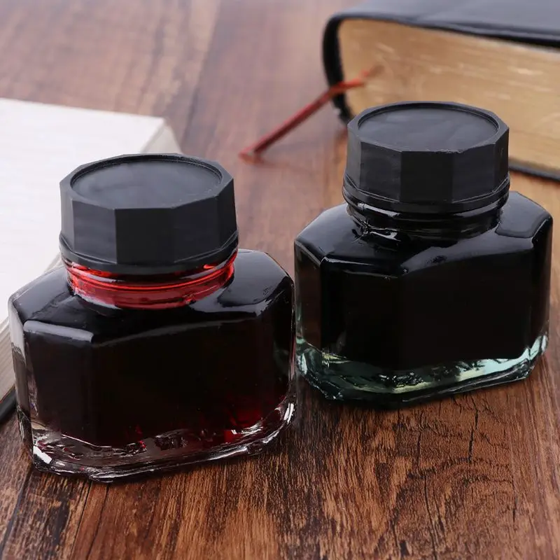 50ml 병 유리 부드러운 쓰기 만년필 잉크 리필 학교 학생 문구 사무 용품 24BB