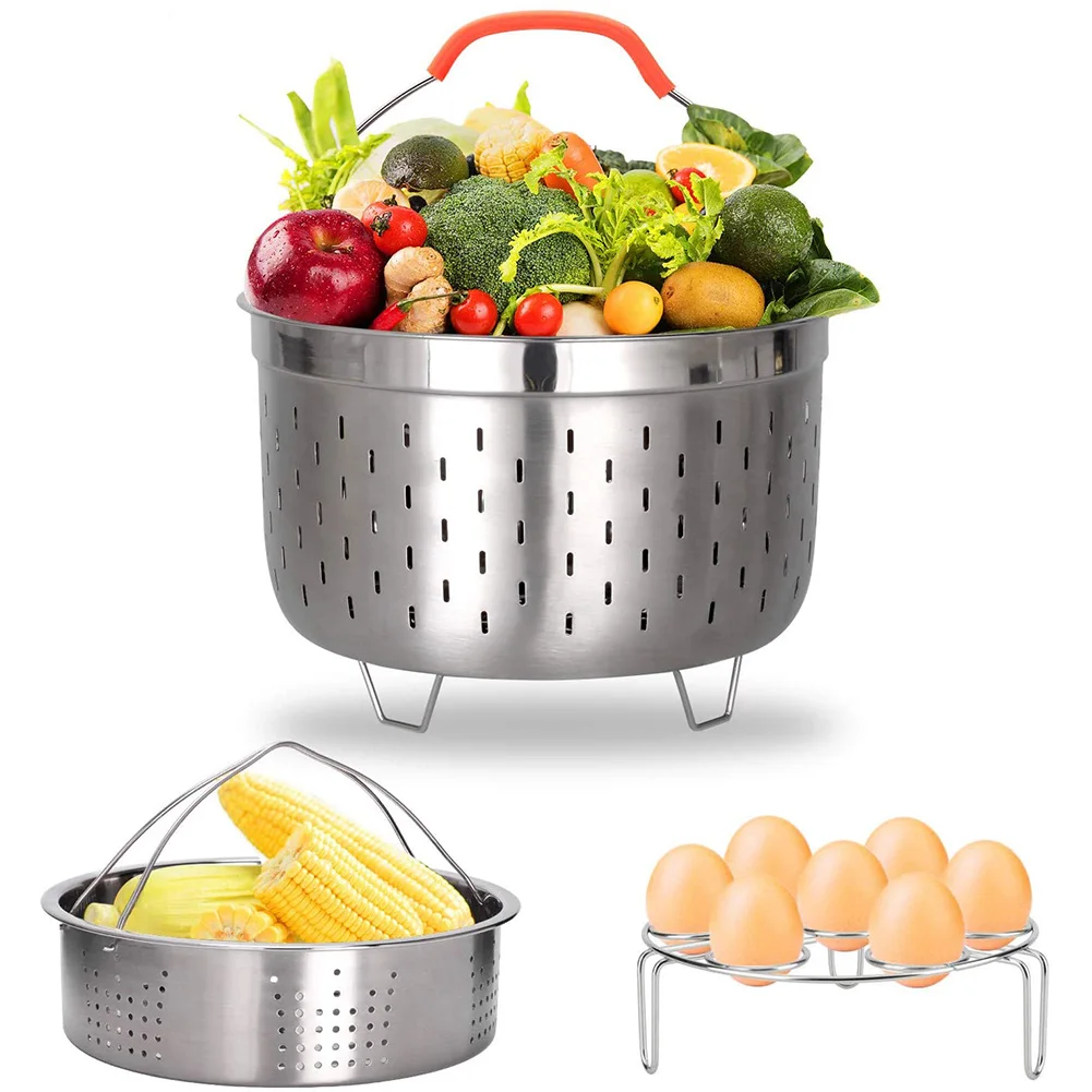 Stainless Steel Steamer Basket Compatible with Instant Pot Accessories with  Egg Steamer Rack Trivet for 6/8Quart Pressure Cooker - AliExpress