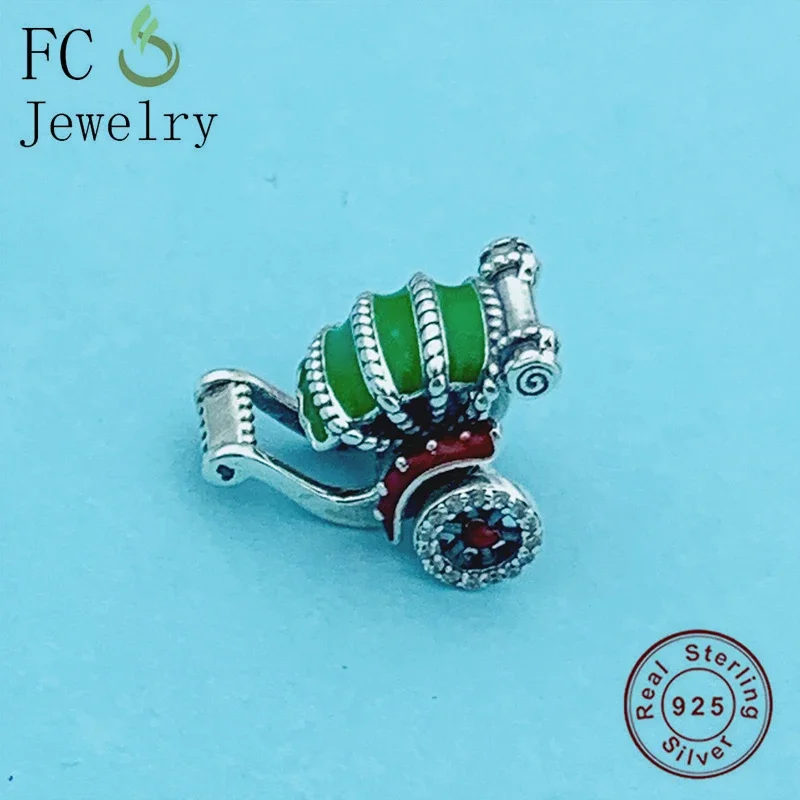 

FC ювелирные изделия Подходит для оригинального браслета-талисмана Pan 100% Серебро 925 пробы зеленая эмаль детская коляска Тролль бусина для изготовления женский Berloque