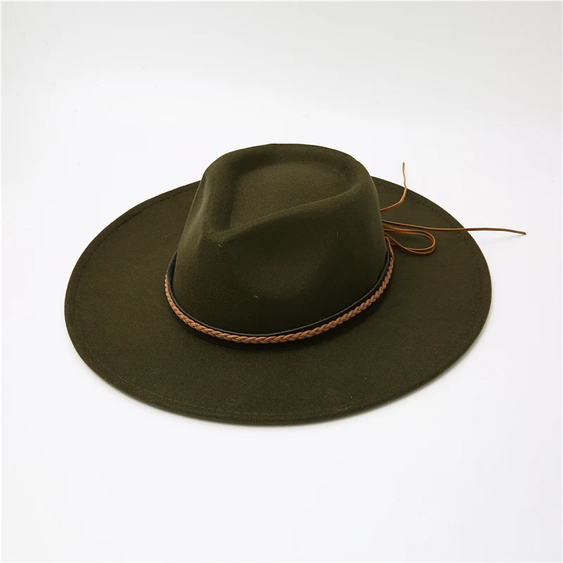 New Quality Big edge wool Fedora Hat Women Men Imitation Wool Felt Hats with Metal Chain Decor Panama Fedoras Chapeau Sombrero felt fedora Fedoras