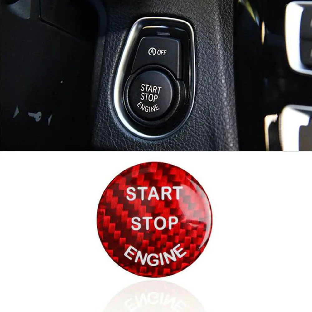 

Carbon Fiber Car Cap Sticker For BMW Keyless Start Stop Button 1 2 3 4 5 6 7 X3 Ignition Decorative Cover