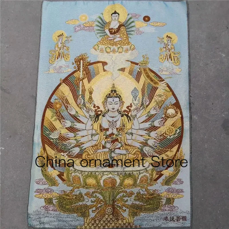 

Tibet Nepal Thangka portrait brocade painting silk religion Thangka embroidery figure Qianshou Guanyin