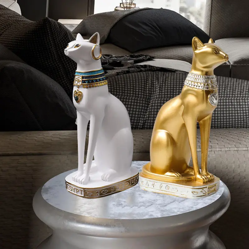 Estatua de resina de gato egipcio Retro, figuritas, adornos de