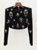 HIGH STREET Newest 2024 Designer Runway Suit Set Women's O-neck Zip Back Cropped Tops Mini Skirt Set 2pcs 2