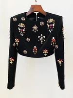 HIGH STREET Newest 2024 Designer Runway Suit Set Women's O-neck Zip Back Cropped Tops Mini Skirt Set 2pcs 2