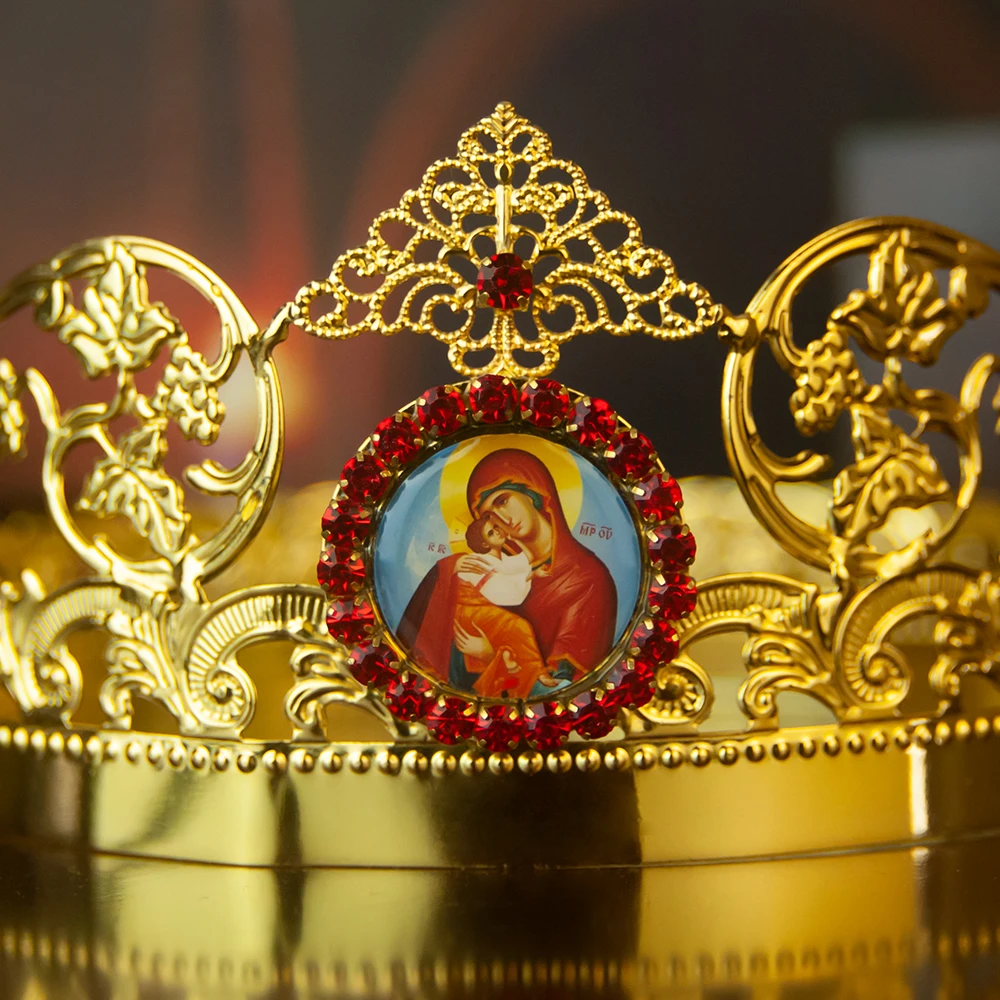 HTISOK Orthodox Ritual Supplies Church Etiquette Crown Wedding Crown Alloy  Retractable Jesus Virgin Mary Crown Set - AliExpress, image size:1000x1000