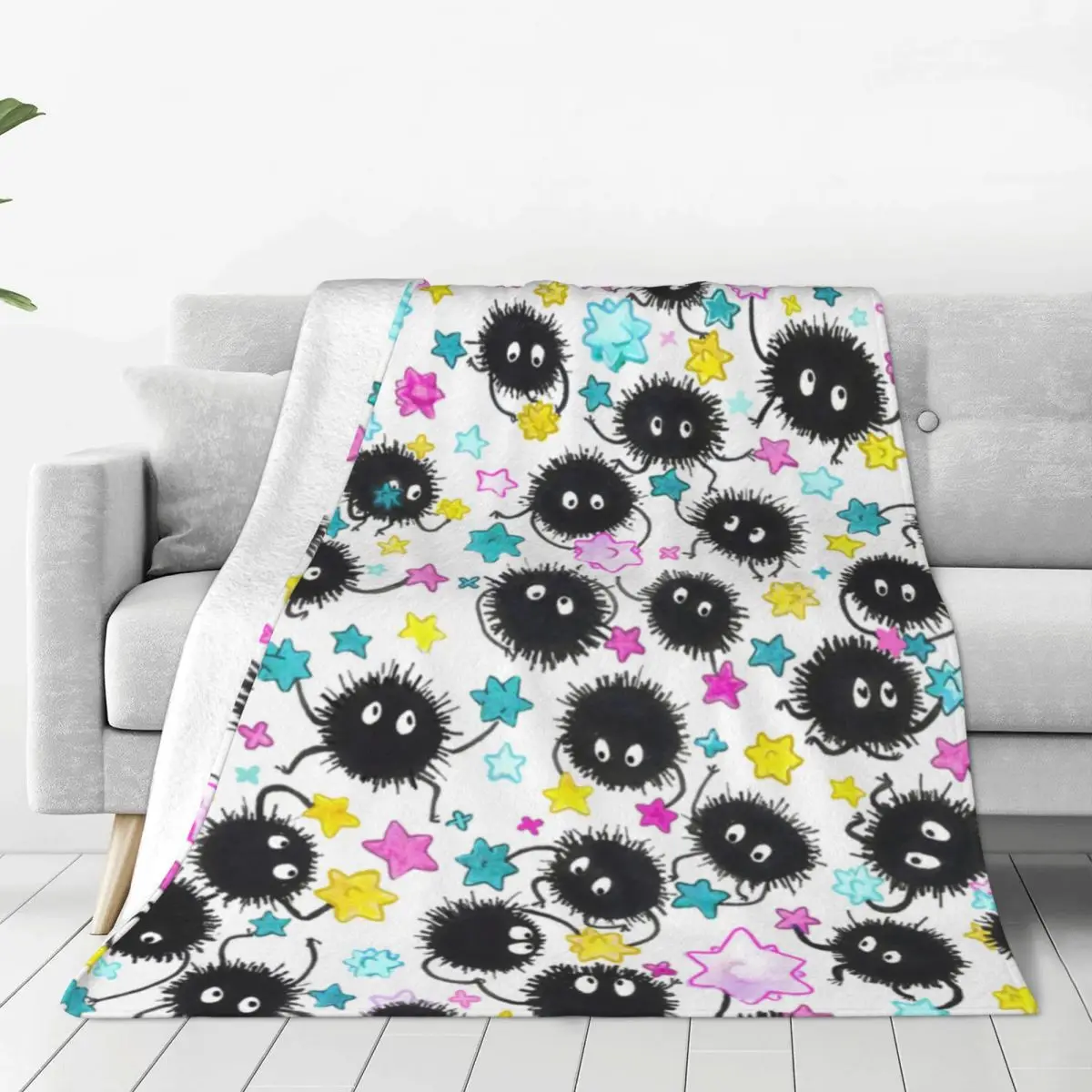 Polvere Soot Sprites Balls Coperta Di Flanella Qualità Super Soft Colorful Star Throw Coperta Winter Camping Outdoor Print Copriletto