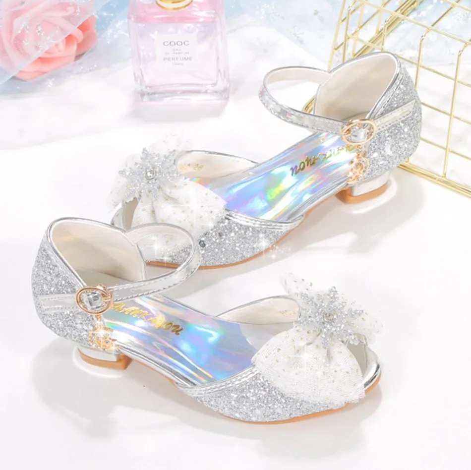 slippers for boy High-heeled Sandals Bling Pinkycolor Shoes Princess Elsa Mermaid Girl Color Shoes Kids Butterfly Shoes Flower Girl Shoes leather girl in boots