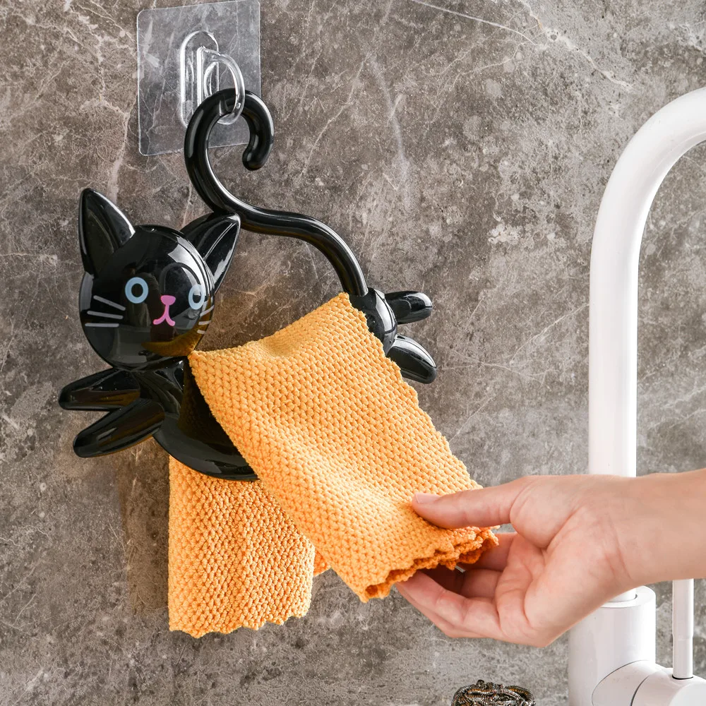 Hanging towel rack bathroom no punching hanging rod ring cute cartoon bathroom wash towel children and babies 1pcs