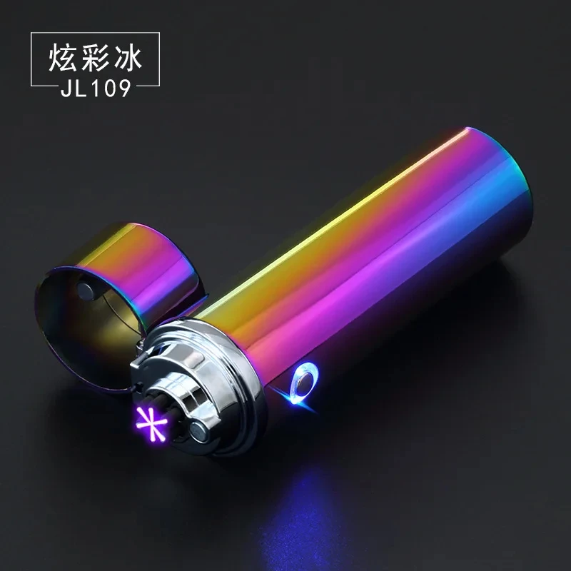 NEW Colorful Innovation Six Arc USB Rechargeable Metal Pulse Portable Windproof Lighter High end Gift for Men and Women