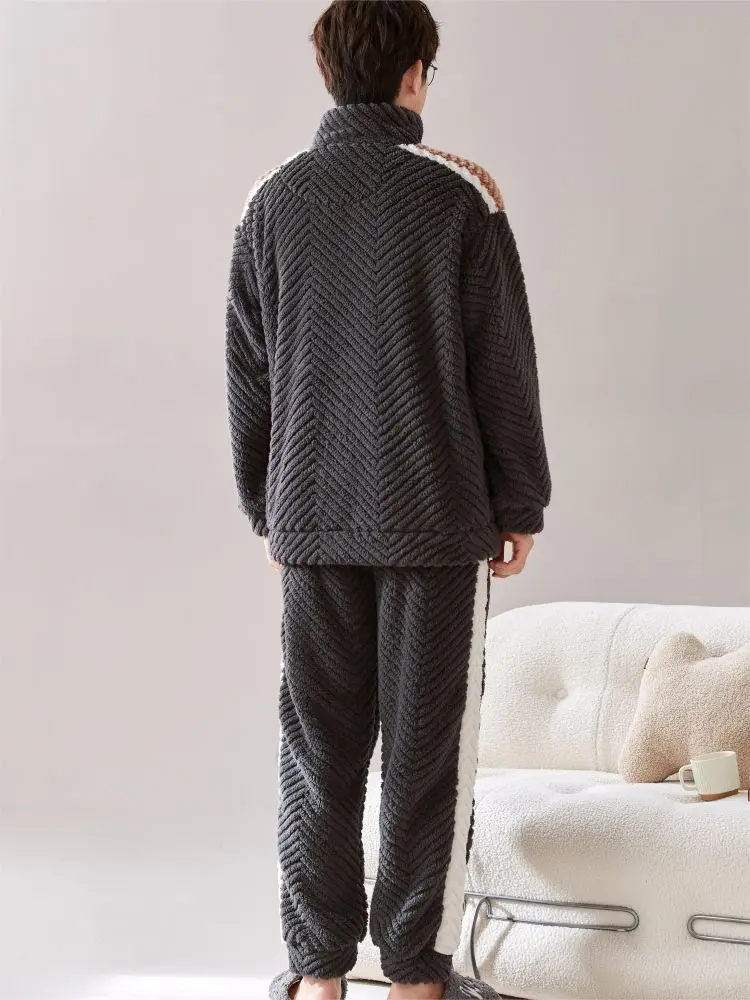 Couple Sleeping Pajamas Pajama Men Winter Cotton Fleece Man Adult Big Size Men's Home Suit Full Body Sets Pyjama Piyamas